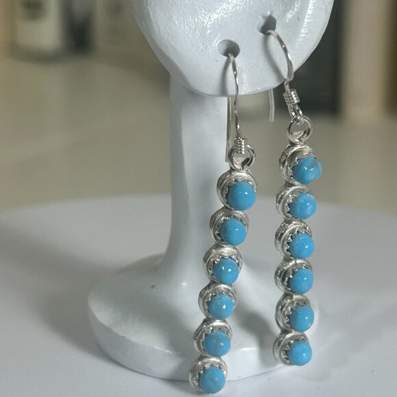 💎 Turquoise Delicate Drop Earrings - Unique Handmade Sterling Silver Jewelry - Picture 3 of 12